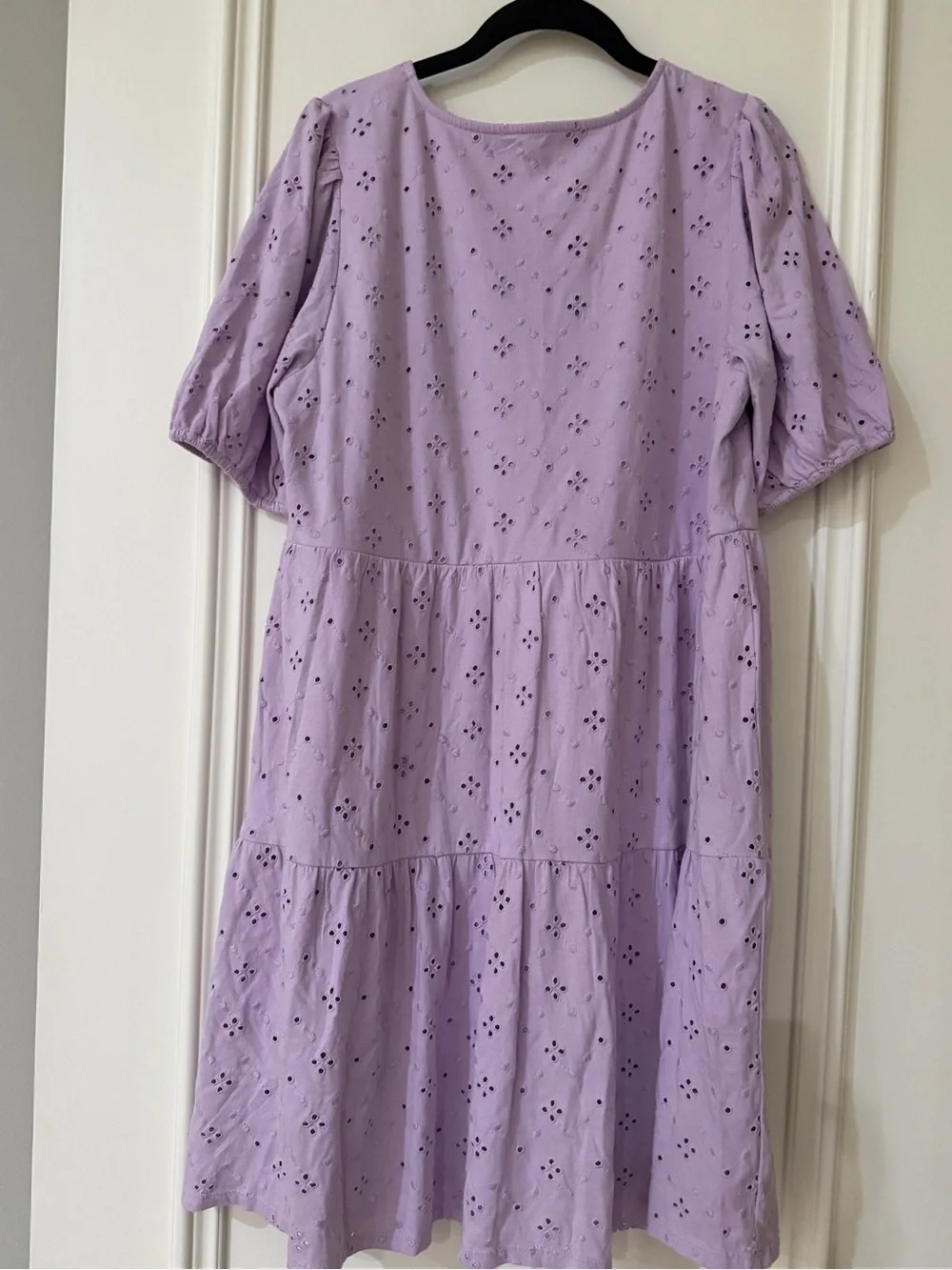 LOFT Lavender Eyelet Tiered Dress women’s Size Large - Picture 5 of 5
